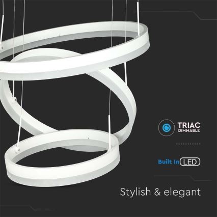 LED Zatemnitveni lestenec na vrvici LED/86W/230V 3000K bela