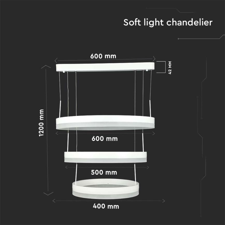 LED Zatemnitveni lestenec na vrvici LED/86W/230V 3000K bela