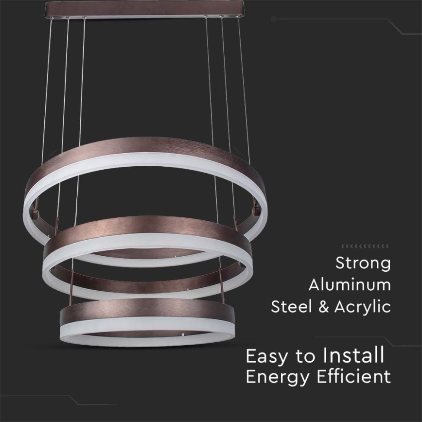 LED Zatemnitveni lestenec na vrvici LED/86W/230V 3000K rjava