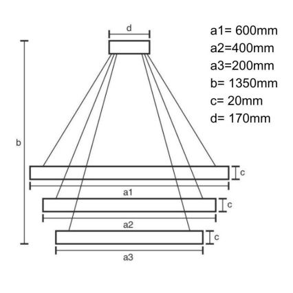 LED Zatemnitveni lestenec na vrvici LED/90W/230V 3000-6500K + Daljinski upravljalnik