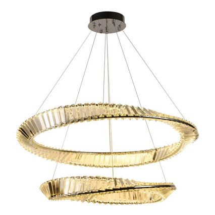 LED Zatemnitven kristal lestenec na vrvici LED/90W/230V 3000-6500K sijajni krom + Daljinski upravljalnik