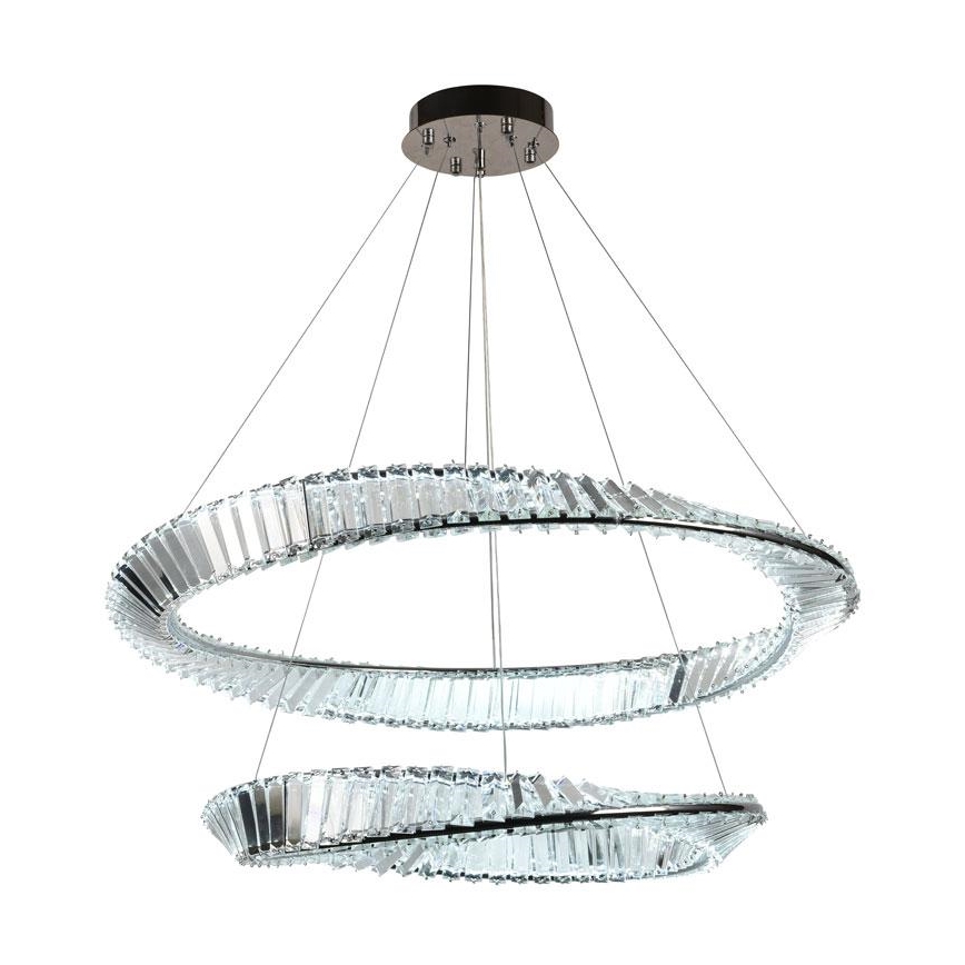 LED Zatemnitven kristal lestenec na vrvici LED/90W/230V 3000-6500K sijajni krom + Daljinski upravljalnik