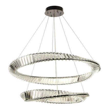 LED Zatemnitven kristal lestenec na vrvici LED/90W/230V 3000-6500K sijajni krom + Daljinski upravljalnik
