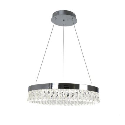 LED Zatemnitven kristal lestenec na vrvici LED/90W/230V 3000-6500K sijajni krom + Daljinski upravljalnik