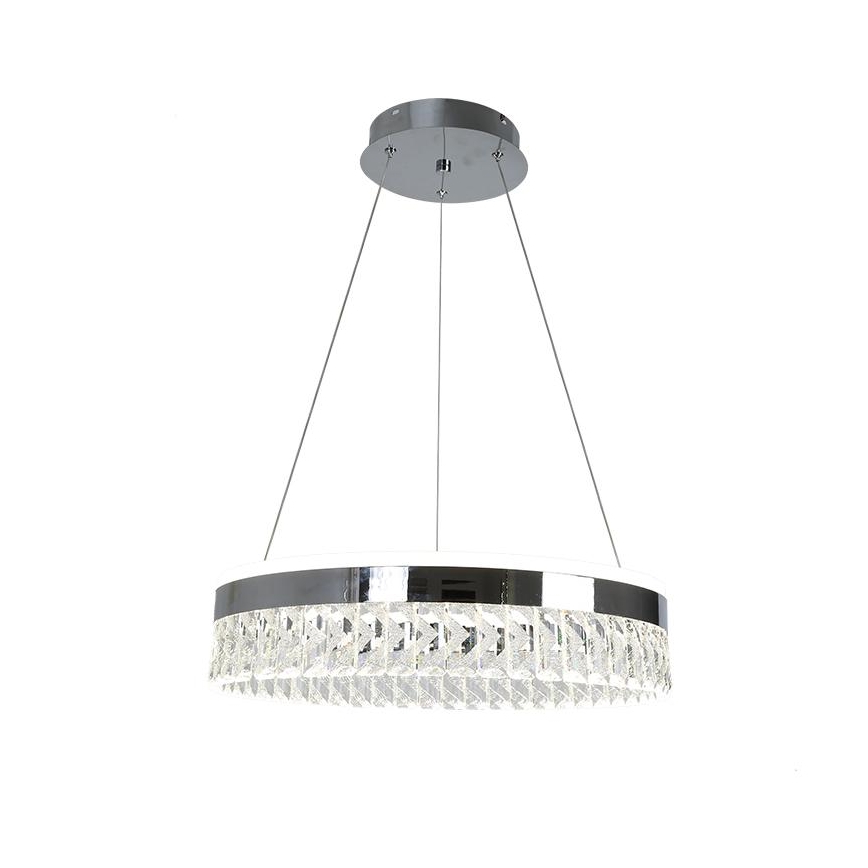 LED Zatemnitven kristal lestenec na vrvici LED/90W/230V 3000-6500K sijajni krom + Daljinski upravljalnik