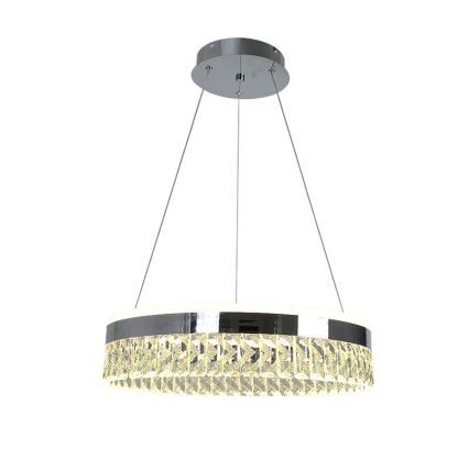 LED Zatemnitven kristal lestenec na vrvici LED/90W/230V 3000-6500K sijajni krom + Daljinski upravljalnik