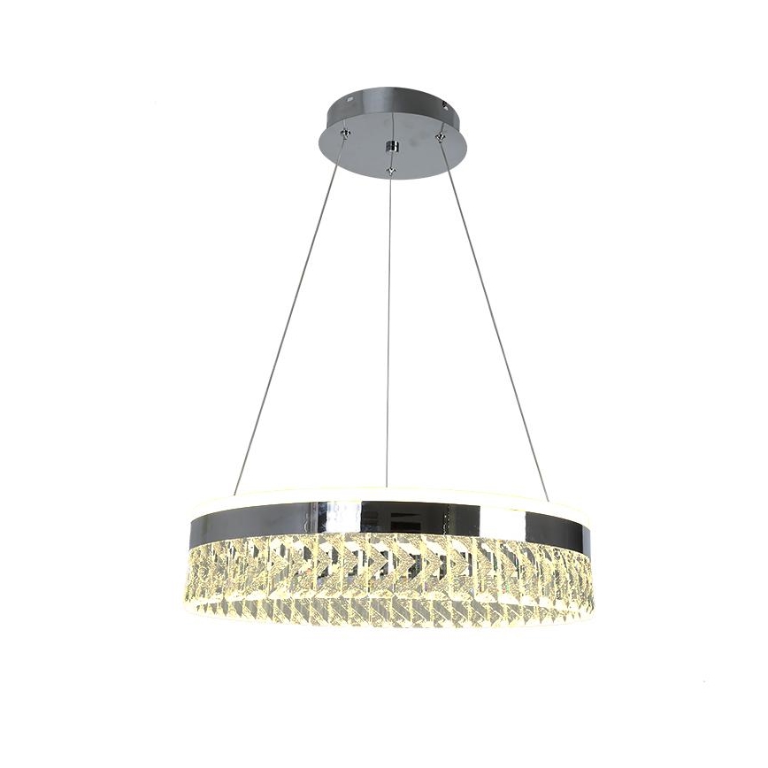 LED Zatemnitven kristal lestenec na vrvici LED/90W/230V 3000-6500K sijajni krom + Daljinski upravljalnik