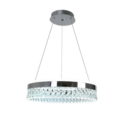 LED Zatemnitven kristal lestenec na vrvici LED/90W/230V 3000-6500K sijajni krom + Daljinski upravljalnik