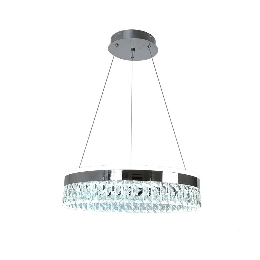 LED Zatemnitven kristal lestenec na vrvici LED/90W/230V 3000-6500K sijajni krom + Daljinski upravljalnik