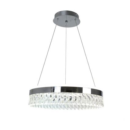 LED Zatemnitven kristal lestenec na vrvici LED/90W/230V 3000-6500K sijajni krom + Daljinski upravljalnik