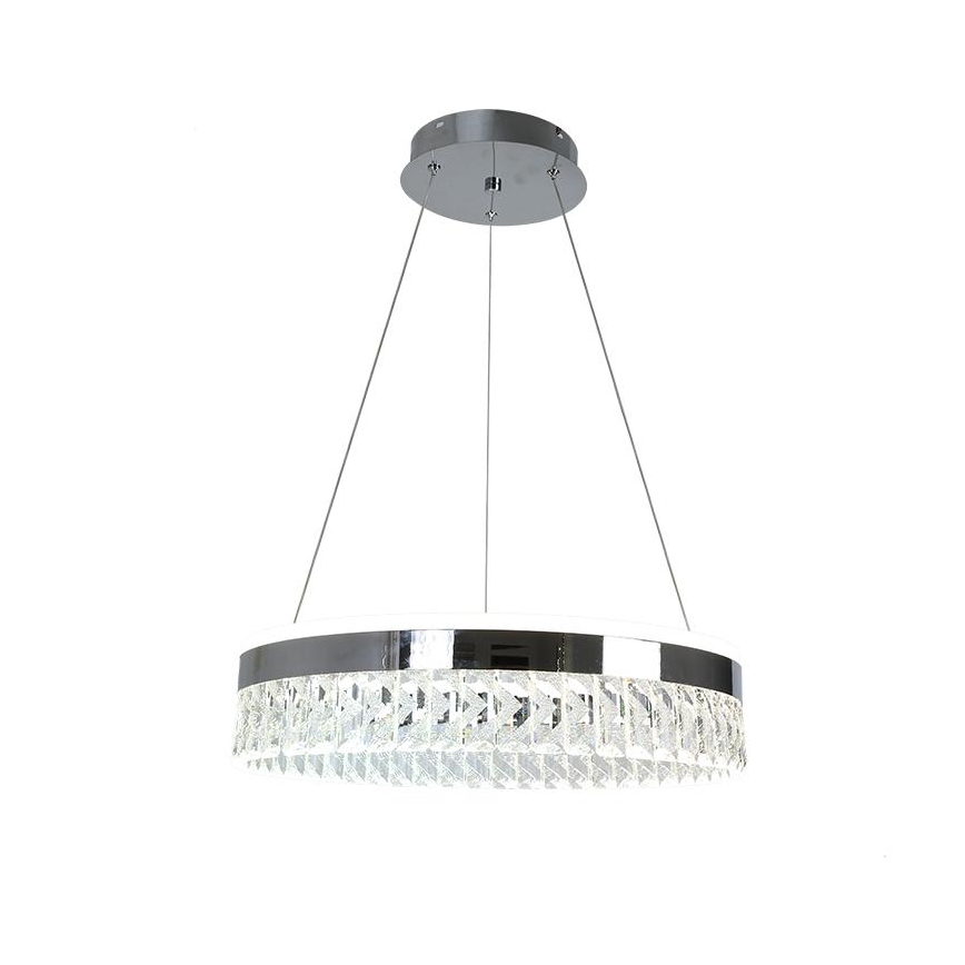 LED Zatemnitven kristal lestenec na vrvici LED/90W/230V 3000-6500K sijajni krom + Daljinski upravljalnik