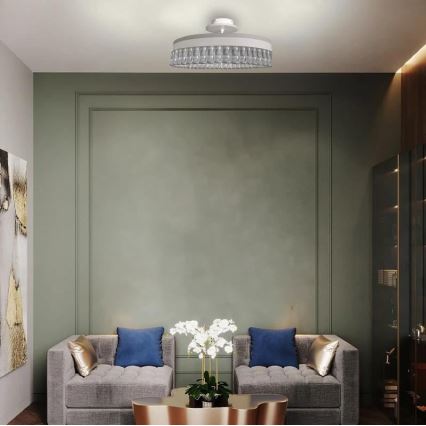 LED Zatemnitven kristal nadgradni lestenec LED/75W/230V 3000-6500K bela + Daljinski upravljalnik