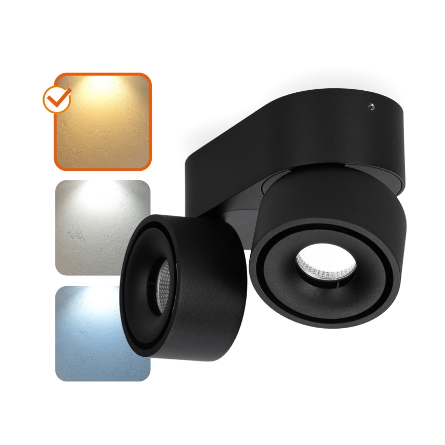 LED Zatemnitveni reflektor LAHTI MINI 2xLED/9W/230V 3000K CRI 90 črna