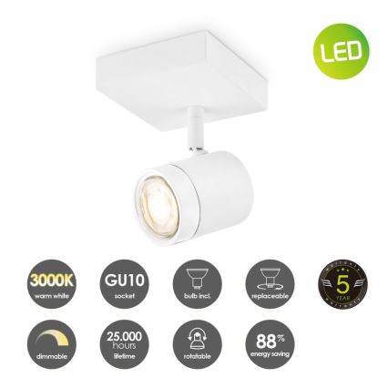 LED Zatemnitveni reflektor MANU 1xGU10/5,8W/230V bela