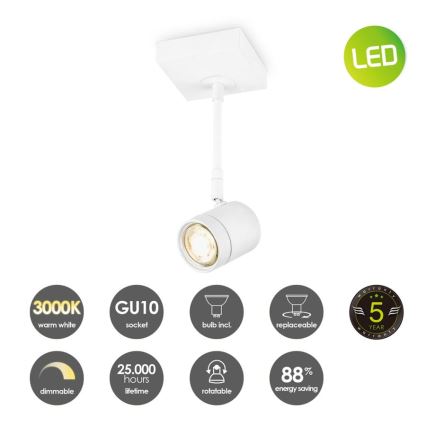 LED Zatemnitveni reflektor MANU 1xGU10/5,8W/230V bela