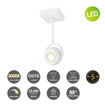 LED Zatemnitveni reflektor NOP 1xGU10/5,8W/230V bela