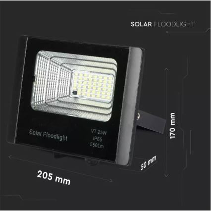 LED Zatemnitveni solarni reflektor LED/12W/3,2V 6000K IP65 5000 mAh + Daljinski upravljalnik