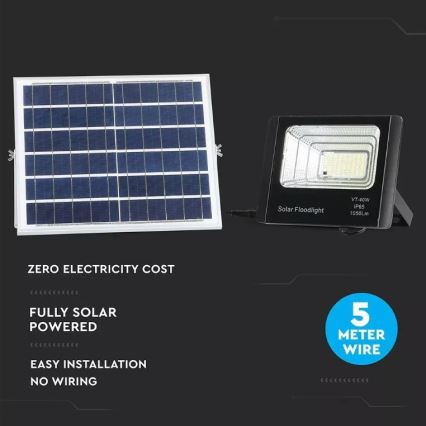 LED Zatemnitveni solarni reflektor LED/16W/3,2V 4000K IP65 10000 mAh + Daljinski upravljalnik