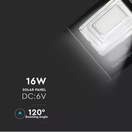 LED Zatemnitveni solarni reflektor LED/16W/3,2V 4000K IP65 + Daljinski upravljalnik