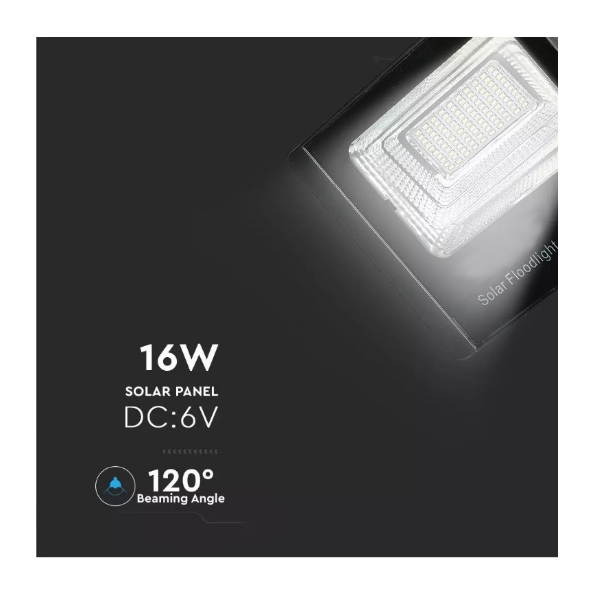 LED Zatemnitveni solarni reflektor LED/16W/3,2V 4000K IP65 10000 mAh + Daljinski upravljalnik