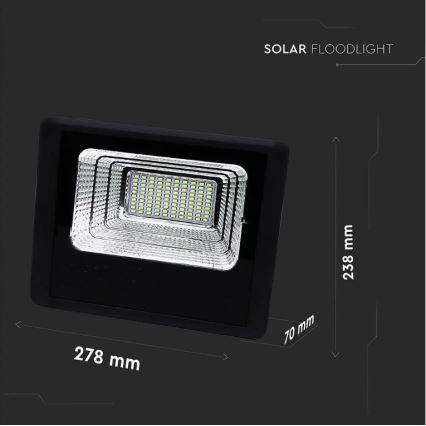 LED Zatemnitveni solarni reflektor LED/20W/6,4V 4000K IP65 + Daljinski upravljalnik