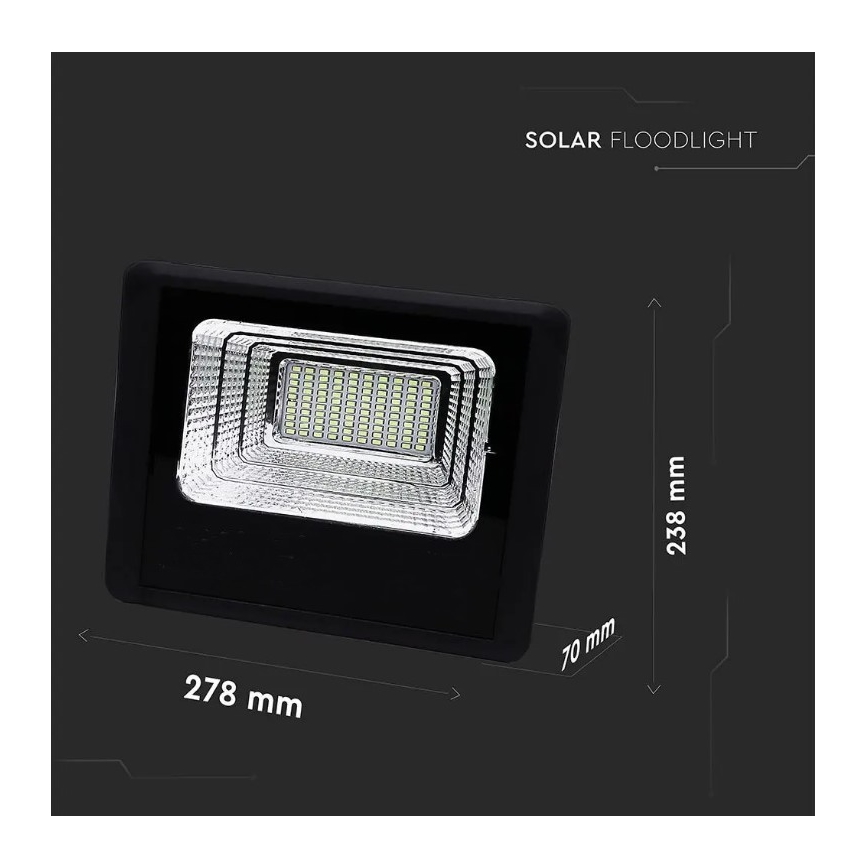 LED Zatemnitveni solarni reflektor LED/20W/6,4V 4000K IP65 10000 mAh + Daljinski upravljalnik