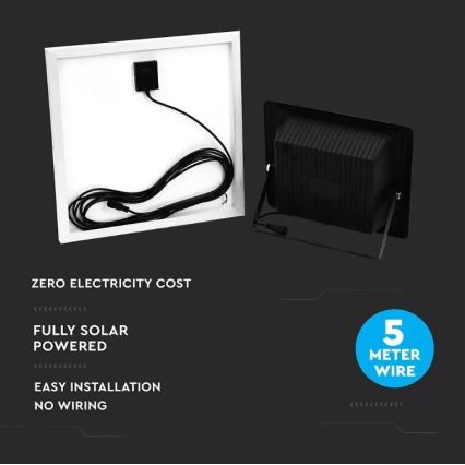 LED Zatemnitveni solarni reflektor LED/20W/6V 6000K IP65 + Daljinski upravljalnik