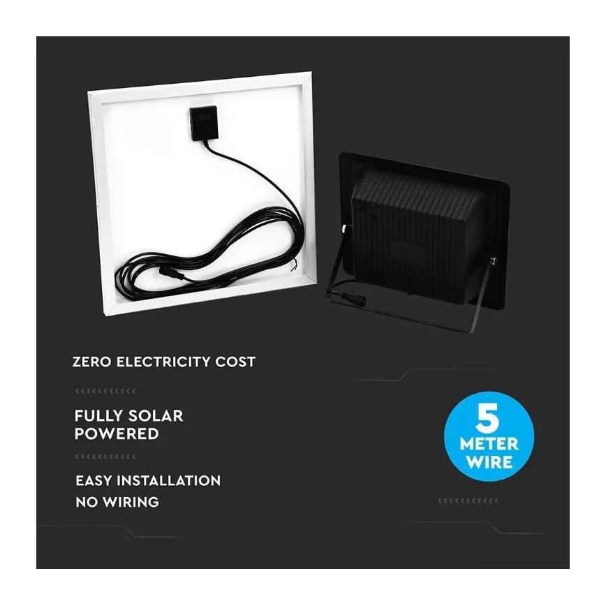 LED Zatemnitveni solarni reflektor LED/20W/6V 6000K IP65 + Daljinski upravljalnik