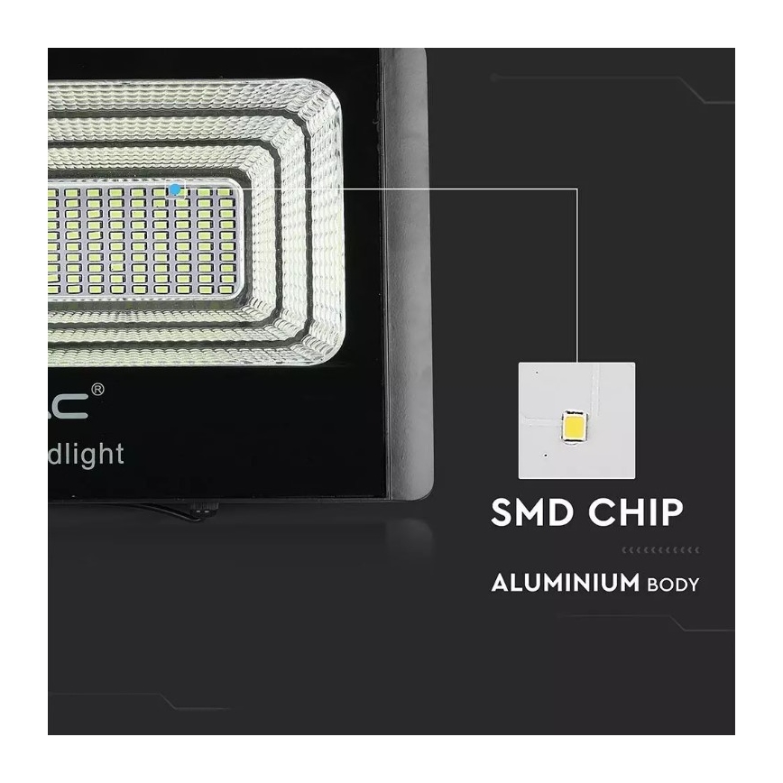 LED Zatemnitveni solarni reflektor LED/20W/6V 6000K IP65 + Daljinski upravljalnik