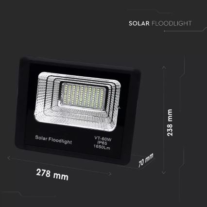 LED Zatemnitveni solarni reflektor LED/20W/6V 6000K IP65 + Daljinski upravljalnik