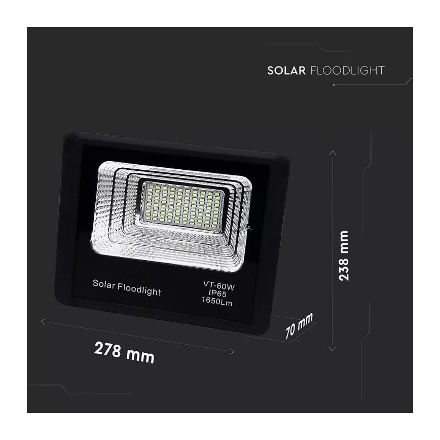 LED Zatemnitveni solarni reflektor LED/20W/6V 6000K IP65 + Daljinski upravljalnik
