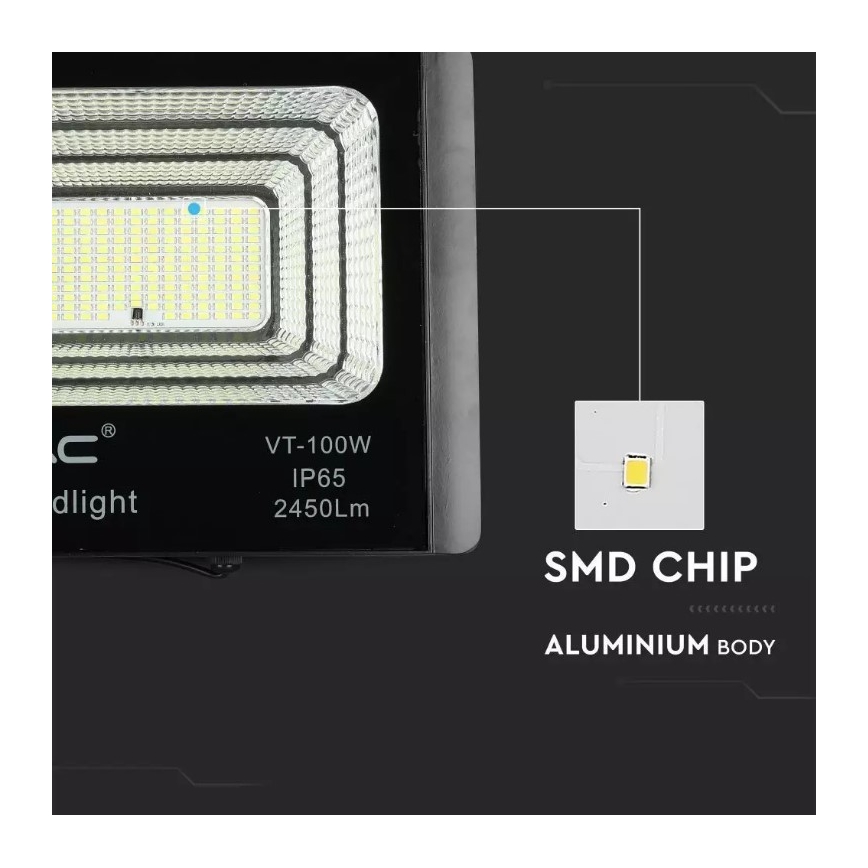 LED Zatemnitveni solarni reflektor LED/35W/10V 4000K IP65 + Daljinski upravljalnik