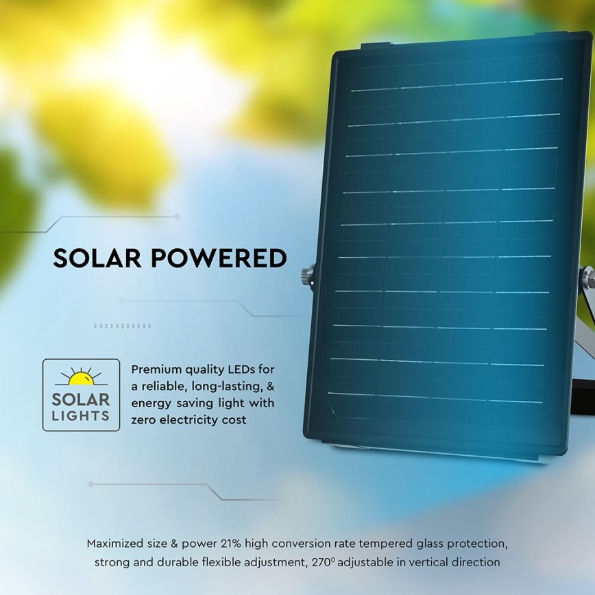 LED Zatemnitveni solarni reflektor s senzorjem LED/10W/3,7V 4000/6000K IP65 + Daljinski upravljalnik