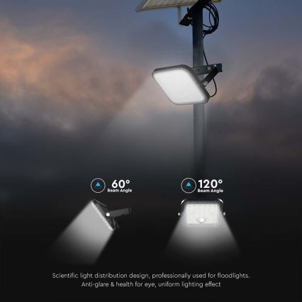 LED Zatemnitveni solarni reflektor s senzorjem LED/10W/3,7V 4000/6000K IP65 + Daljinski upravljalnik