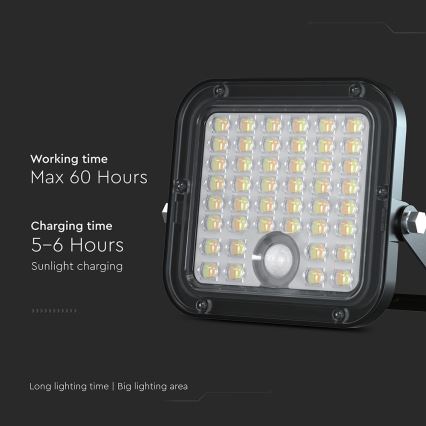 LED Zatemnitveni solarni reflektor s senzorjem LED/10W/3,7V 4000/6000K IP65 + Daljinski upravljalnik