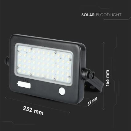 LED Zatemnitveni solarni reflektor s senzorjem LED/10W/3,7V 4000K IP65 + USB priključek