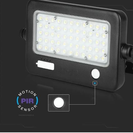 LED Zatemnitveni solarni reflektor s senzorjem LED/10W/3,7V 4000K IP65 7200 mAh + USB vrata