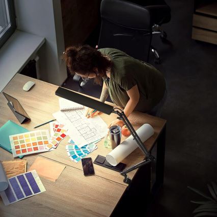 LED zatemnjiva namizna svetilka na dotik, upogljiva, s sponko LED/10W/5/230V 3000/4000/6000K črna