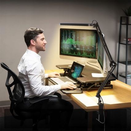 LED zatemnjiva namizna svetilka na dotik, upogljiva, s sponko LED/10W/5/230V 3000/4000/6000K črna