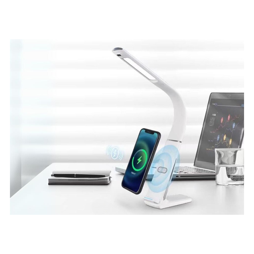 LED namizna svetilka z zatemnitveno funkcijo, brezžičnim polnjenjem in senzorjem gibanja LORD EVO LED/8W/230V 3000K/4500K/6000K bela