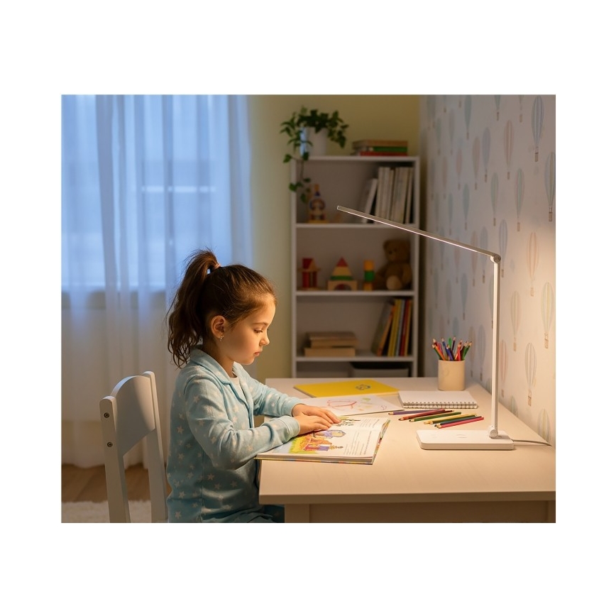 Zatemnjevalna namizna LED-svetilka z brezžičnim polnjenjem NOBLITE Q LED/7W/230V 3000/4000/6500K bela