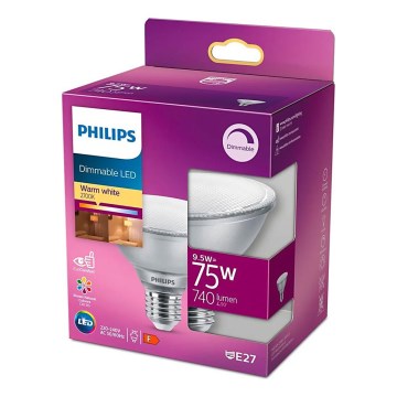 LED zatemnjevalna žarnica Philips E27/9,5W/230V 2700K