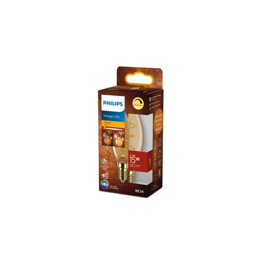 LED zatemnjevalna žarnica Philips VINTAGE B35 E14/2,7W/230V 1800K CRI 90