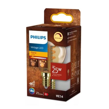 LED zatemnjevalna žarnica VINTAGE Philips P45 E14/3W/230V 2200K