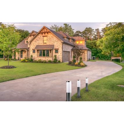 LED zatemnjevalna zunanja svetilka LIVIA 1xE27/6W/230V 2700-6500K Wi-Fi 45 cm IP44 srebrna