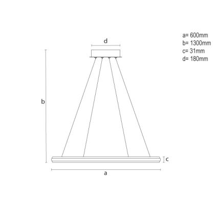 LED lestenec na kablu z zatemnitvijo LED/55W/230V 3000-6500K, premer 60 cm + daljinski upravljalnik