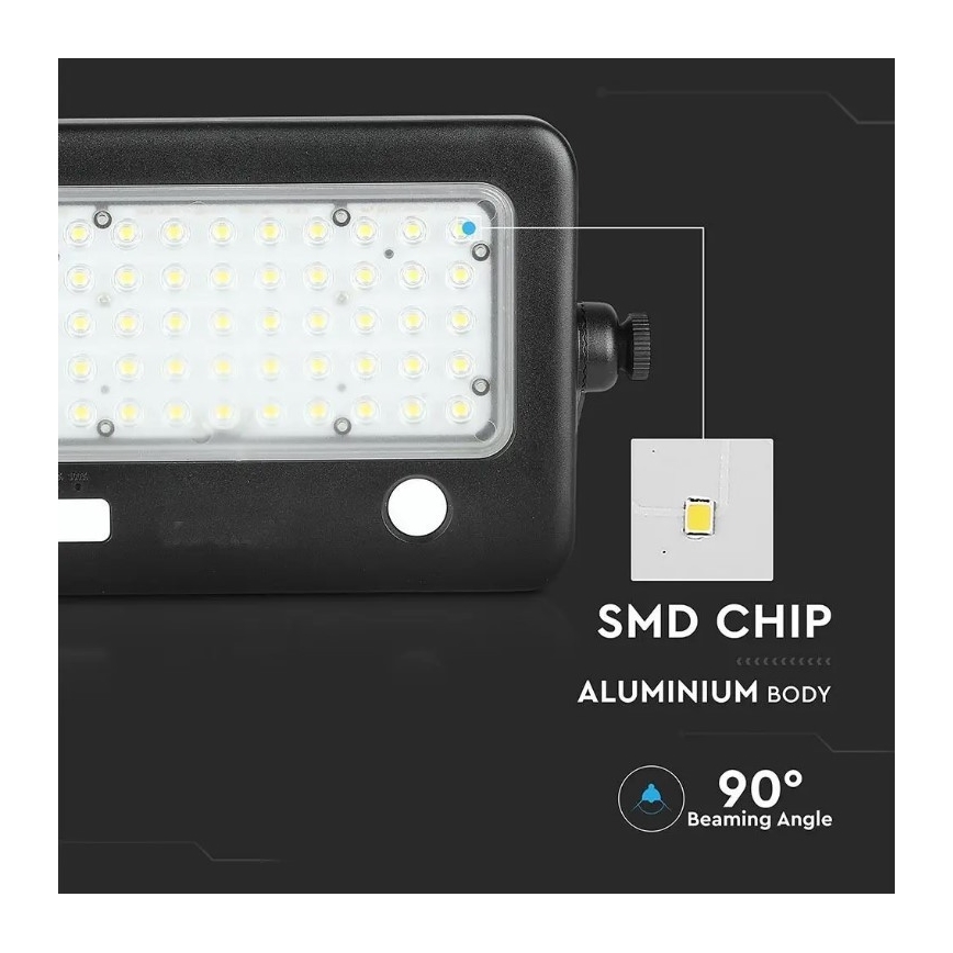 Zatemljiv LED solarni reflektor s senzorjem LED/10W/3,7V 4000K IP65 7200 mAh + USB-priključek