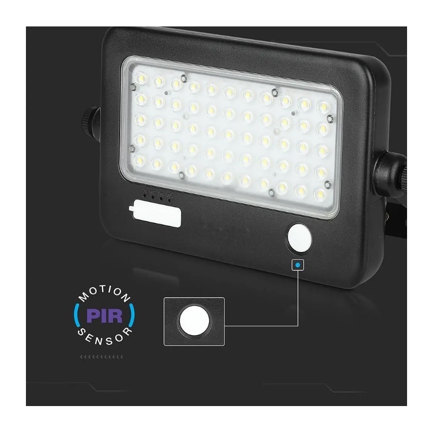 Zatemljiv LED solarni reflektor s senzorjem LED/10W/3,7V 4000K IP65 7200 mAh + USB-priključek
