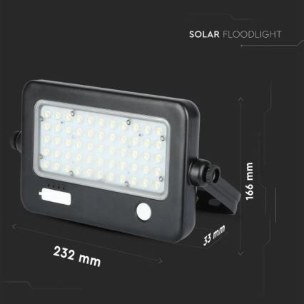 Zatemljiv LED solarni reflektor s senzorjem LED/10W/3,7V 4000K IP65 7200 mAh + USB-priključek