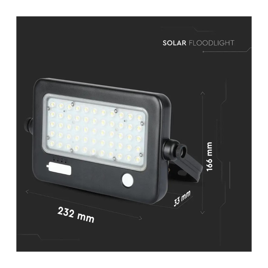 Zatemljiv LED solarni reflektor s senzorjem LED/10W/3,7V 4000K IP65 7200 mAh + USB-priključek